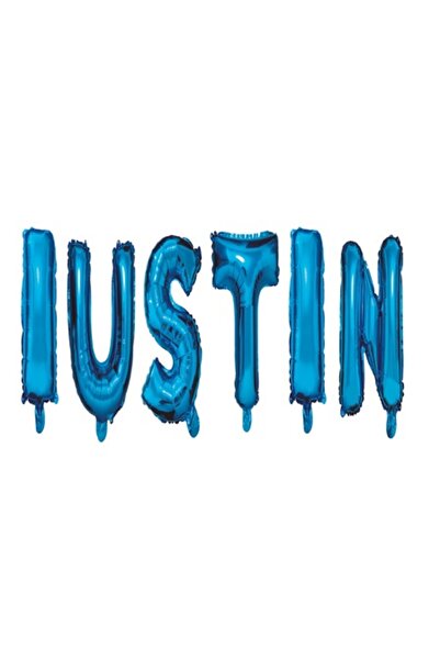 OEM Set baloane cu numele „Iustin”, albastre, 40 cm