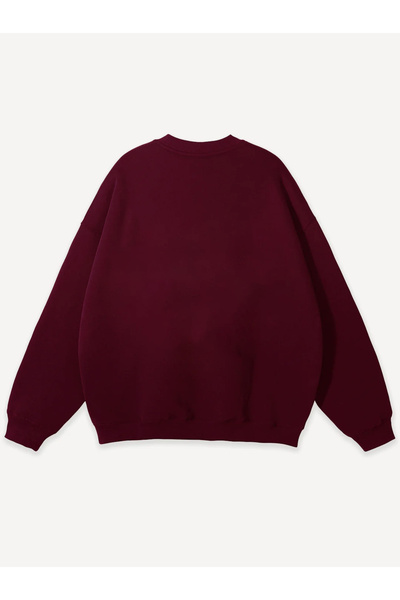 Mad&Calf Unisex Christmas Teddy Printed Crew Neck Oversized Sweatshirt