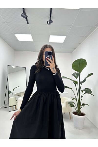 e butiğim Balon Etek Beli Lastikli Elbise