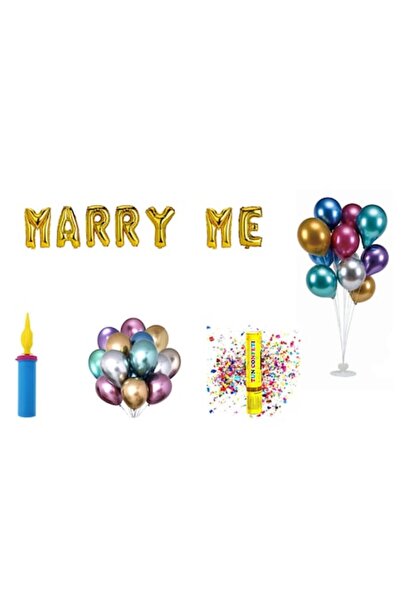 OEM Balloon Set 'Marry me', Cake Topper Gift, 68 pcs, Gold