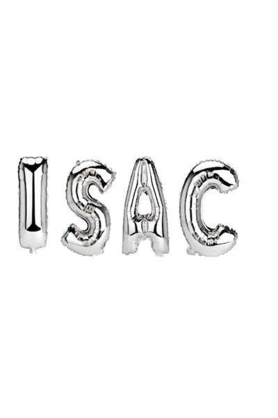 OEM Set of Balloons with Name Isac, Silver, 40 cm