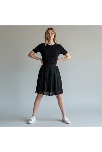 DLC Tekstil Below-The-Knee Pleated Chiffon Skirt