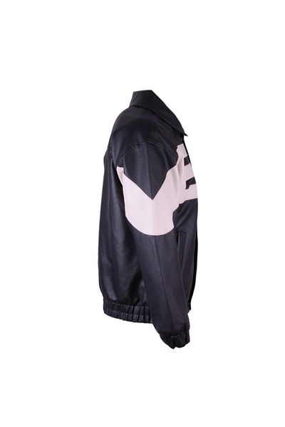 trender Printed Black Men's Leather Jacket 940