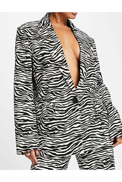 kaiia Sacou Oversize, Alb/Negru