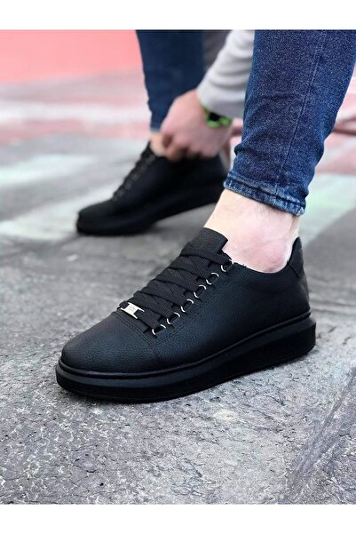 Lucy Shoes Yg08 Men's Casual Lace-Up Leather Sports Sneaker Shoes Cst - Black