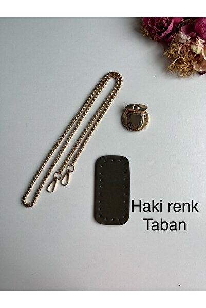 zg hobi aksesuar Knitted Bag Set - Base and Chain Set Gold Color Metallic