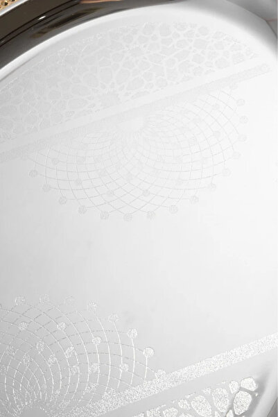 Bin Shihon Silver oval tray set with gold handles, 3 pieces