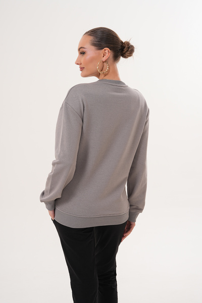 Miss Dünya Lissa Crew Neck 100% Cotton Maternity and Postpartum Basic Sweatshirt