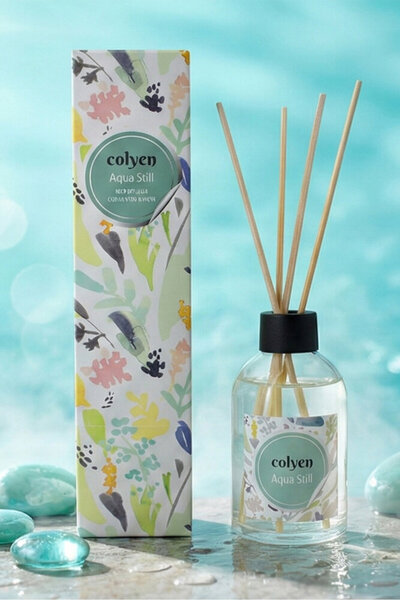 Colyen Aqua Still Çubuklu Oda Kokusu 100ml Ferahlatıcı Cam Şişe ve Pastel Bit...