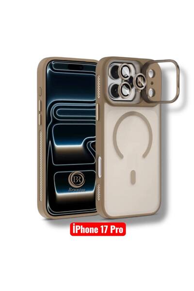 Matte Series Stand Cover Magsafe Case +Lens Protection Compatible with Apple Iphone 17 Pro.