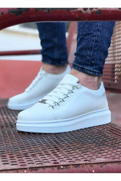 Lucy Shoes Yg08 Men's Casual Lace-Up Leather Sports Sneaker Shoes Cbt - White