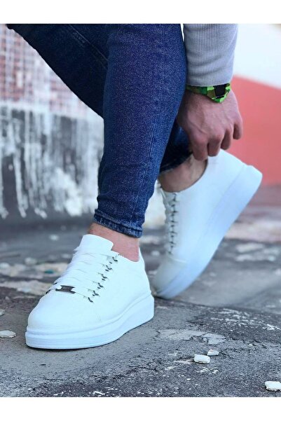 Lucy Shoes Yg08 Men's Casual Lace-Up Leather Sports Sneaker Shoes Cbt - White