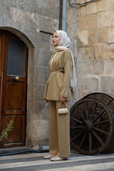 Şulemoda Giyim Victoria Silvery Set Camel