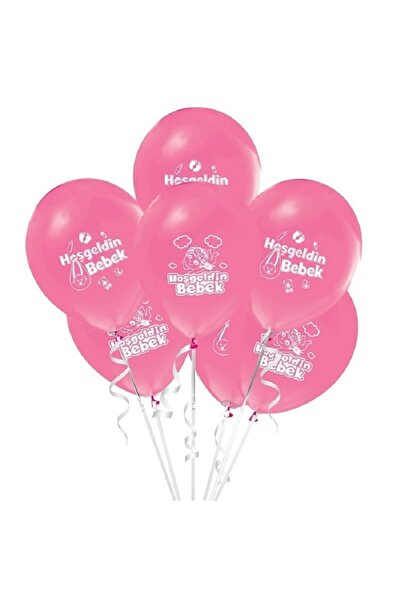 turkuaz parti بالون مطبوع عليه عبارة 'مرحبًا بالطفل' باللون الوردي مقاس 10 بوصات، لحفل استقبال المولود، للأم المنتظرة، لغرفة المستشفى