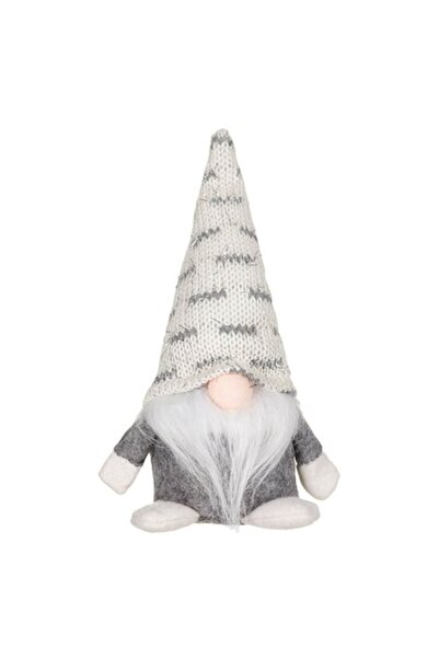IRO Decorative Gnome Figurine, Christmas, Gray with White Hat, 18 cm