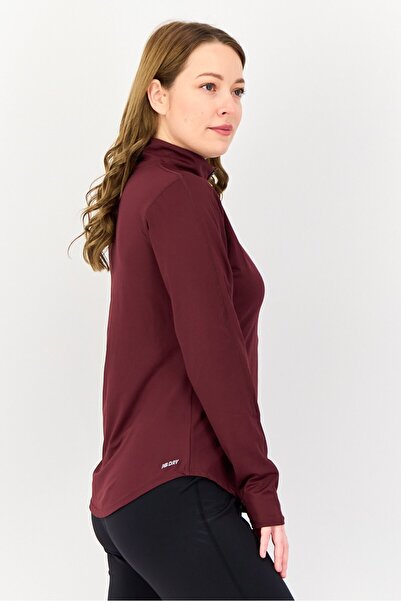 New Balance Women Sportswear Fit Long Sleeve Running Sweatshirt, Maroon