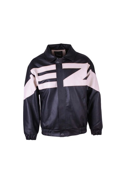 trender Printed Black Men's Leather Jacket 940