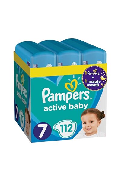Pampers Scutece Active pentru bebeluși XXL, cutie, mărimea 7, 15+ kg, 112 bucăți