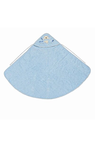 OEM Памучна кърпа с качулка, небесно синьо, плюшено мече, 1x1 м