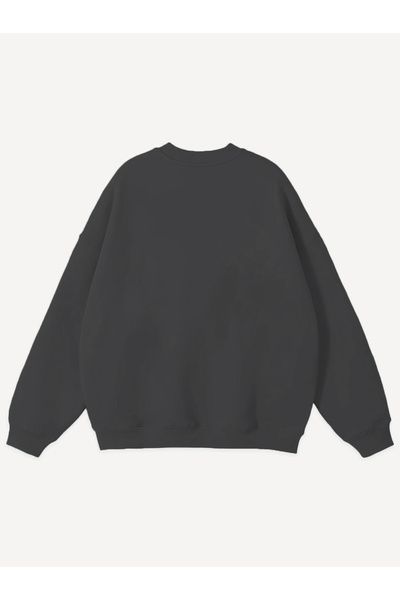 Mad&Calf Unisex Teddy Skier Printed Crew Neck Oversized Sweatshirt