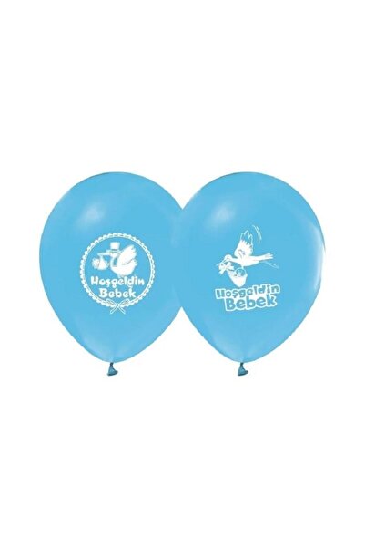 turkuaz parti بالونات مطبوعة باللون الأزرق بعبارة 'مرحبًا بالطفل'، عبوة من 10 قطع، مناسبة لحفلات استقبال المولود، والأمهات المنتظرين، وغرف المستشفى