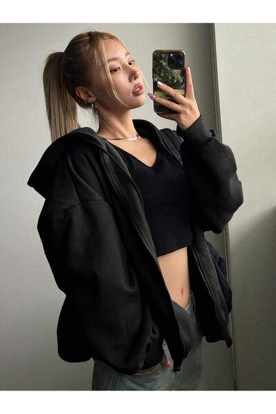 MONFİ FERMUARLI KAPŞONLU HIRKA