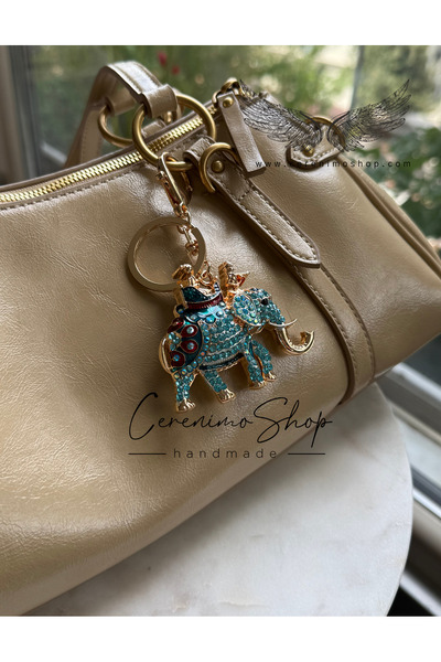 Cerenimo Shop سلسلة مفاتيح على شكل فيل من الكريستال - تعليقة للحقائب