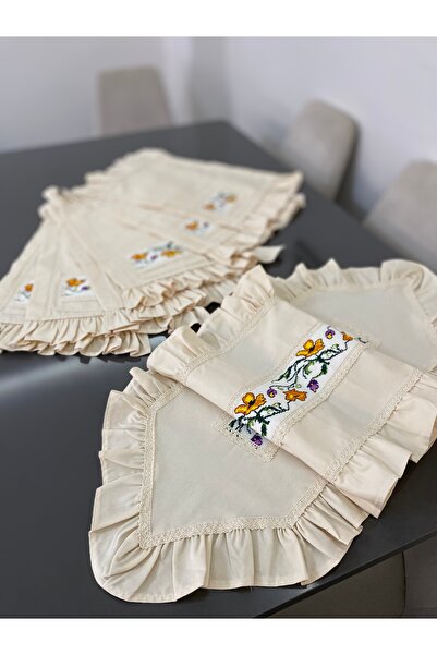 Parla Life Krem Runner x 6’lı Amerikan Servisi (kanaviçedeğişiyor)