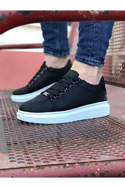 Lucy Shoes Yg08 Men's Casual Lace-Up Leather Sports Sneaker Shoes Cbt - Black