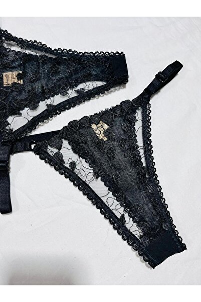 mendoza store Σετ 2 τεμαχίων σε μαύρο χρώμα με στρινγκ καρδιά