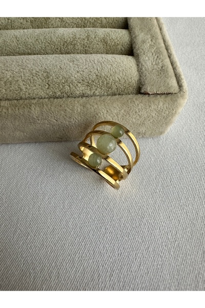 ringbox Yeşil Taşlı Çelik Yüzük