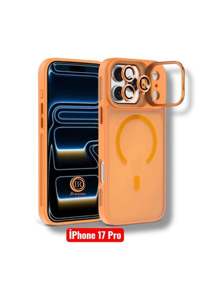 Matte Series Stand Cover Magsafe Case +Lens Protection Compatible with Apple Iphone 17 Pro.