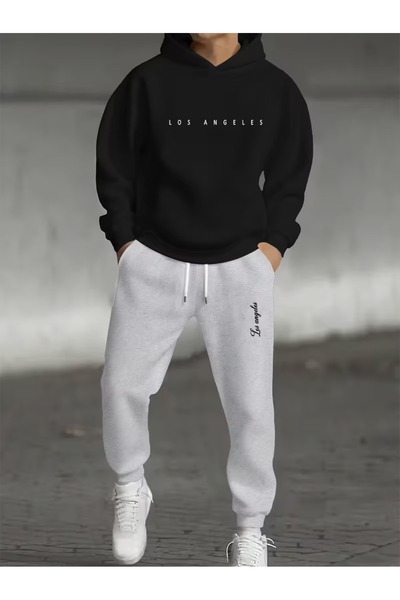 PAVRO Tracksuit Set Sweatshirt Jogger - Oversized Fleece-Lined New Losang Printed Hooded