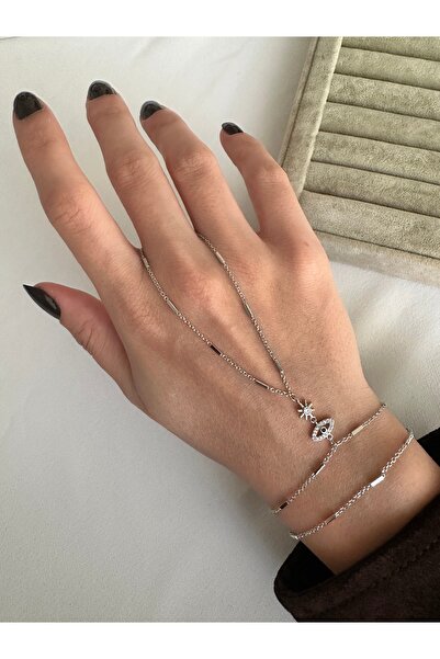 ringbox Gümüş Renkli Çubuklu Zincir Göz Şahmeran