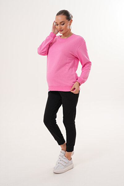 Miss Dünya Lissa Crew Neck 100% Cotton Maternity and Postpartum Basic Sweatshirt