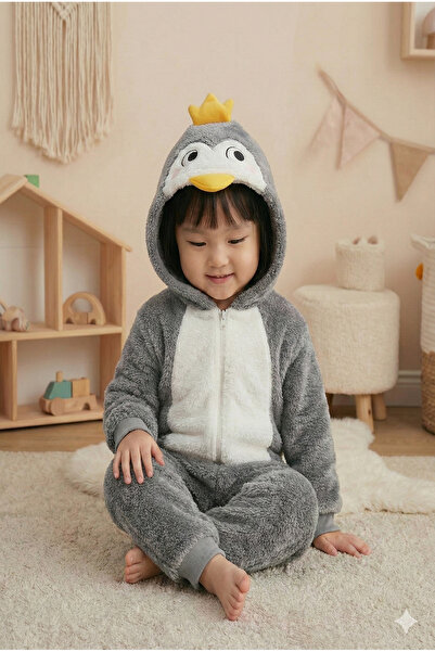 Bebelove Boys/Girls Penguin Fleece Jumpsuit with Zipper