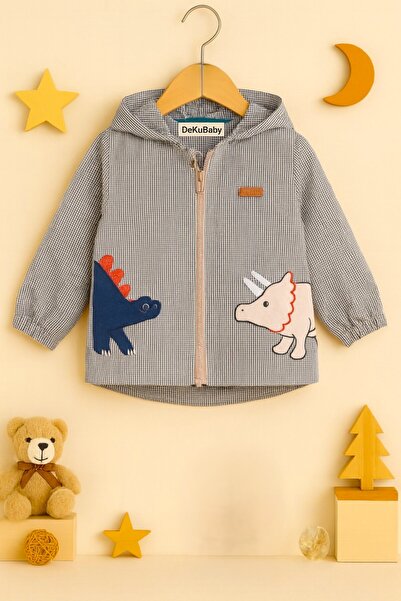 DeKuBaby New Season Dinosaur Patterned Water Repellent Cold and Windproof Children's Coat Raincoat