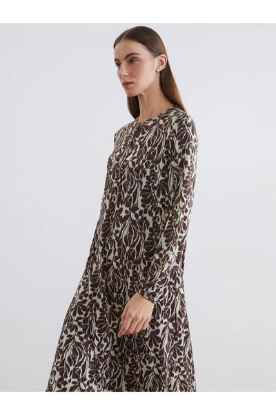 LC Waikiki Φόρεμα σε γραμμή Α με σχέδιο με λαιμόκοψη (W5)