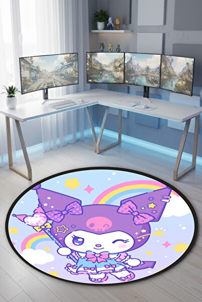 Reyhani Kuromi Desenli Kaymaz Taban Makinede Yıkanabilir Çocuk Gamıng Halısı ...