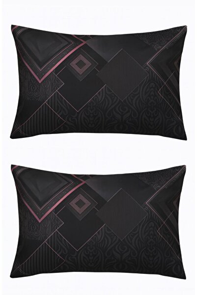 ZEGPAR 2 غطاء وسادة قطن 100% لون أسود مقاس 50 × 70 سم