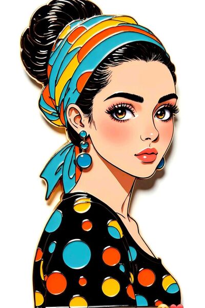 ALAYRA International ملصق فني ملون لوجه امرأة، ديكور جداري منزلي معاصر - 40×6...