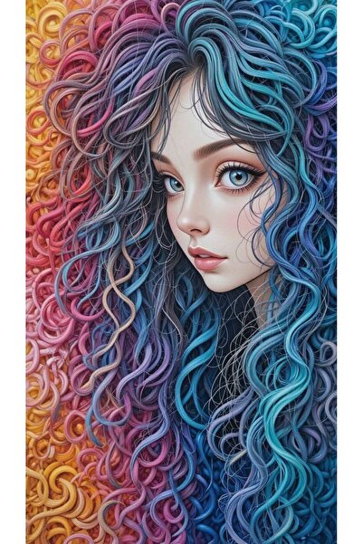 ALAYRA International ملصق فني ملون لوجه امرأة، ديكور جداري منزلي معاصر - 40×6...