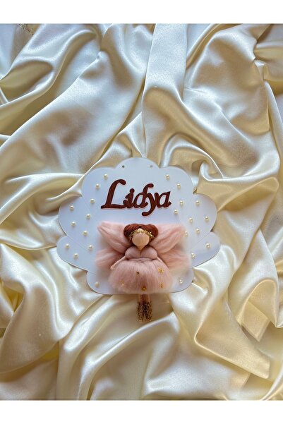 Bebika Kişiye Özel İsimli İstiridye Model Pembe Keçe Bebek Kapı Süsü – El Yapımı