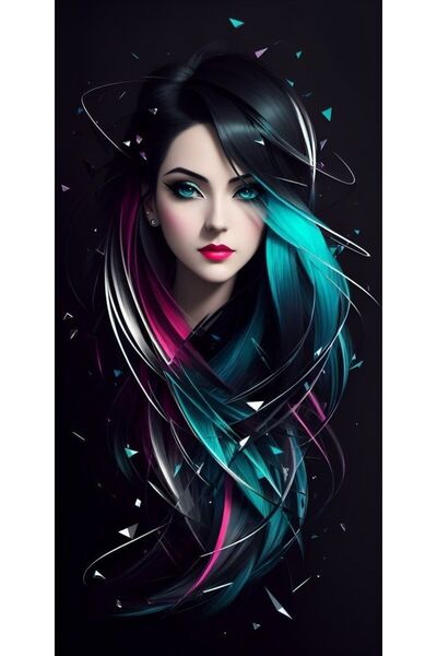 ALAYRA International ملصق فني ملون لوجه امرأة، ديكور جداري منزلي معاصر - 40×6...