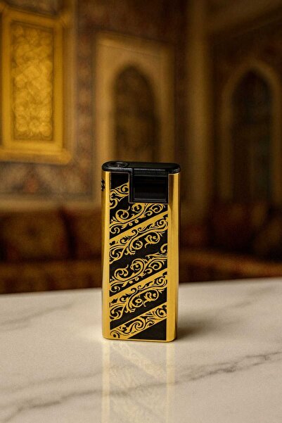 melmus Metal Desenli Altın Desenli Turbo Pürmüz Gazlı Çakmak – Özel Tasarım