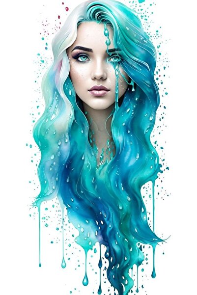 ALAYRA International ملصق فني ملون لوجه امرأة، ديكور جداري منزلي معاصر - 40×6...