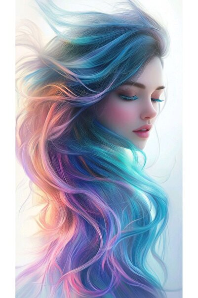 ALAYRA International ملصق فني ملون لوجه امرأة، ديكور جداري منزلي معاصر - 40×6...