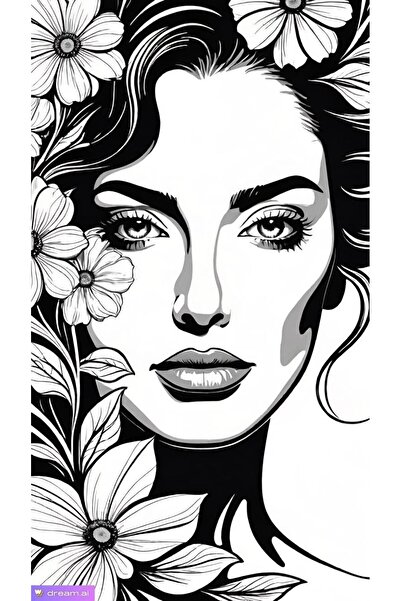 ALAYRA International ملصق فني ملون لوجه امرأة، ديكور جداري منزلي معاصر - 40×6...