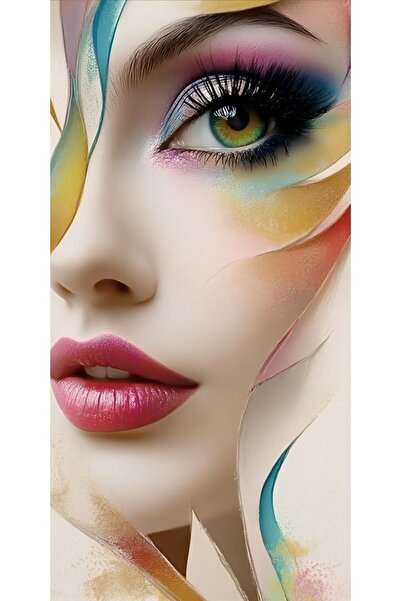 ALAYRA International ملصق فني ملون لوجه امرأة، ديكور جداري منزلي معاصر - 40×6...