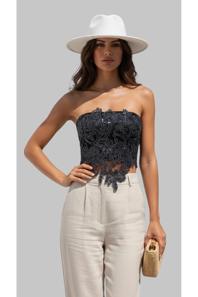 Jessica Dafer Rafael Lara France Dantel İşlemeli Brode Crop Bluz S 2026